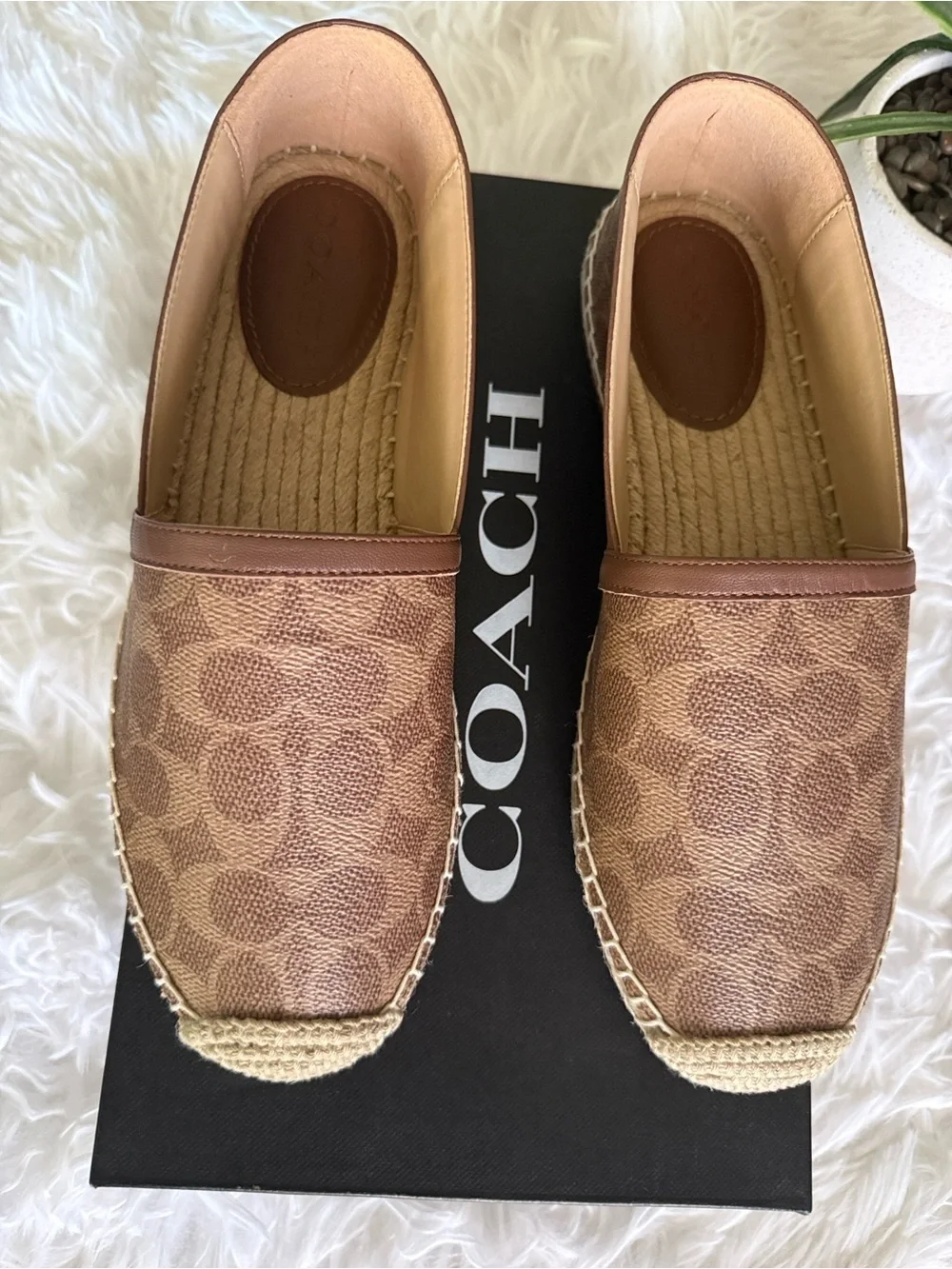Coach Brown Signature Canvas Espadrille Flats